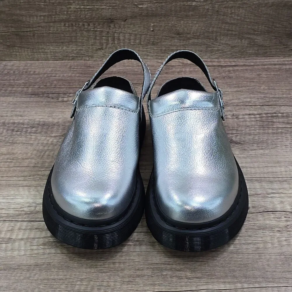 Dr. Martens Laketen Men's Sz 9 Women's Sz 10 Silver Slingback Platform Sandals